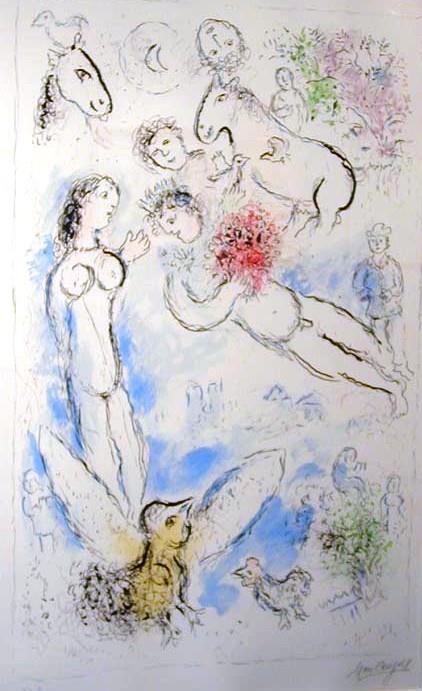 Lithographie Magic Flight contemporaine Marc Chagall Peintures à l'huile